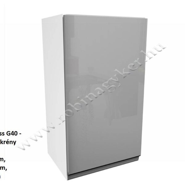 ASPEN GREY MAGASFÉNYŰ elemes konyhabútor FELSŐ 1 AJTÓS ELEM 40CM *Jobbos G40-P