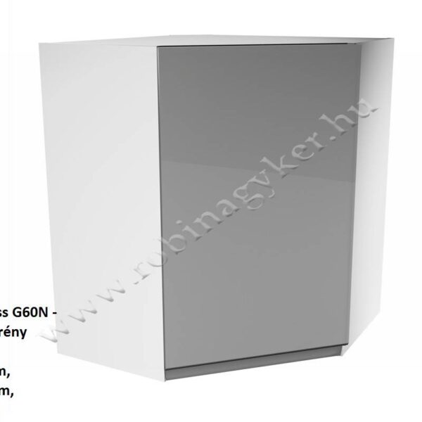 ASPEN GREY MAGASFÉNYŰ elemes konyhabútor FELSŐ SAROK ELEM 2 AJTÓS G60N