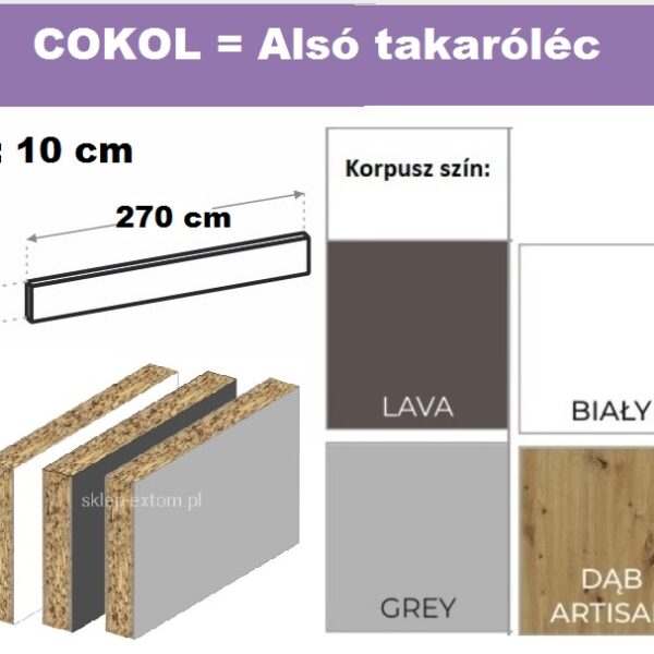 Alsó takaró léc 10-es-Cokol 270cm