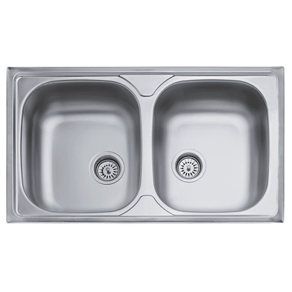Kevmil KM-165 rozsdamentes két medencés mosogató tálca 860 x 500 x 150 mm MUNKALAPBA VÁGÓS MOSOGATÓTÁLCA