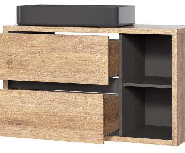 DEVON 100-as Mosdós szekrény(823) + UM-6275 SLIM 60 FEKETE mosdó-Bútor