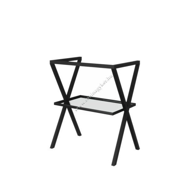 IDEA 2630 Nero Üveg polcos fém mosdó állvány  60cm - miele Fürdőszoba bútor