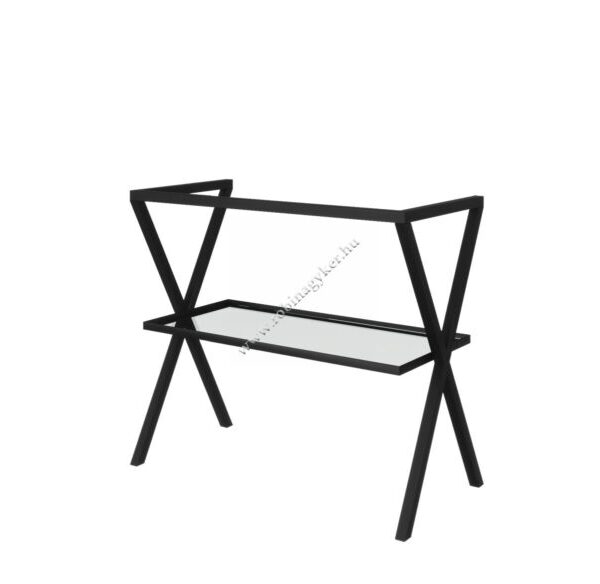 IDEA 2631 Nero Üveg polcos fém mosdó állvány  80cm - miele Fürdőszoba bútor