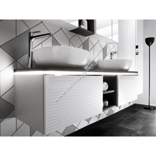 LEONARDO WHITE 150-es Mosdós Szekrény Fürdőszoba bútor kpl. mosdóval