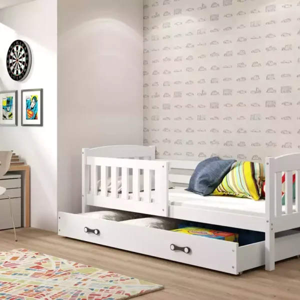 CUBUS1 190X80 FENYŐ ÁGYKANAPÉ MATRACCAL,ÁGYNEMŰTARTÓVAL