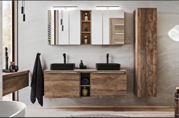 .SANTA FE OAK 140-es Fürdőszoba bútor komplett. mosdóval-Bútor