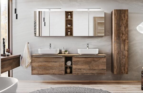 .SANTA FE OAK 180-as Fürdőszoba bútor komplett. mosdóval-Bútor