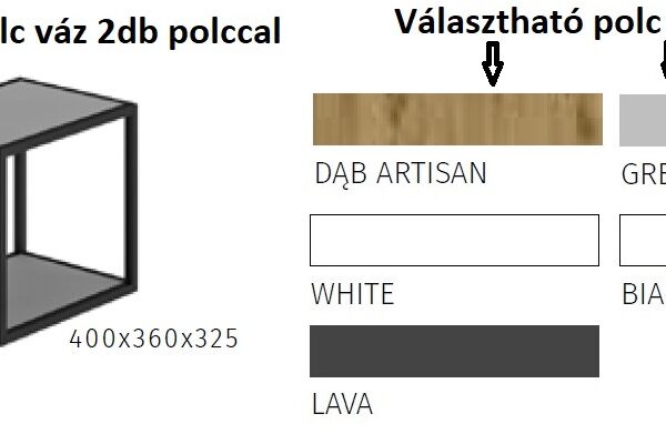 SR19-400-L2 Felső fém polc váz 2db polccal 40 cm _konyhabútor