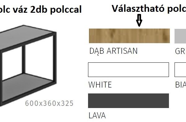 SR19-600-L2 Felső fém polc váz 2db polccal 60 cm _konyhabútor