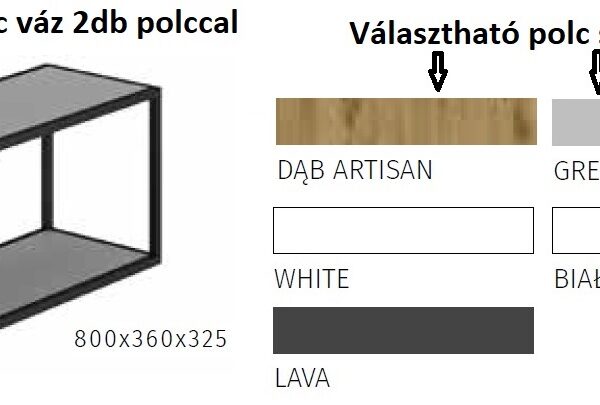 SR19-800-L2 Felső fém polc váz 2db polccal 80 cm _konyhabútor