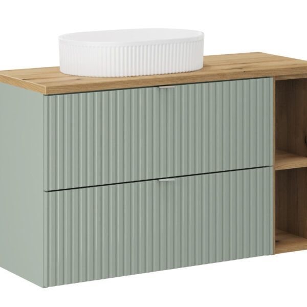 .LINE REED GREEN komplett fürdőszoba bútor szett 100 cm munkalappal és ráültethető mosdóval Beyond