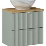 .LINE REED GREEN komplett fürdőszoba bútor szett 60 cm munkalappal és ráültethető mosdóval Pati