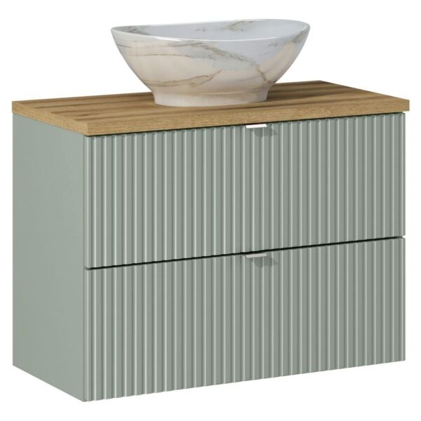 .LINE REED GREEN komplett fürdőszoba bútor szett 80 cm munkalappal és ráültethető mosdóval Pati