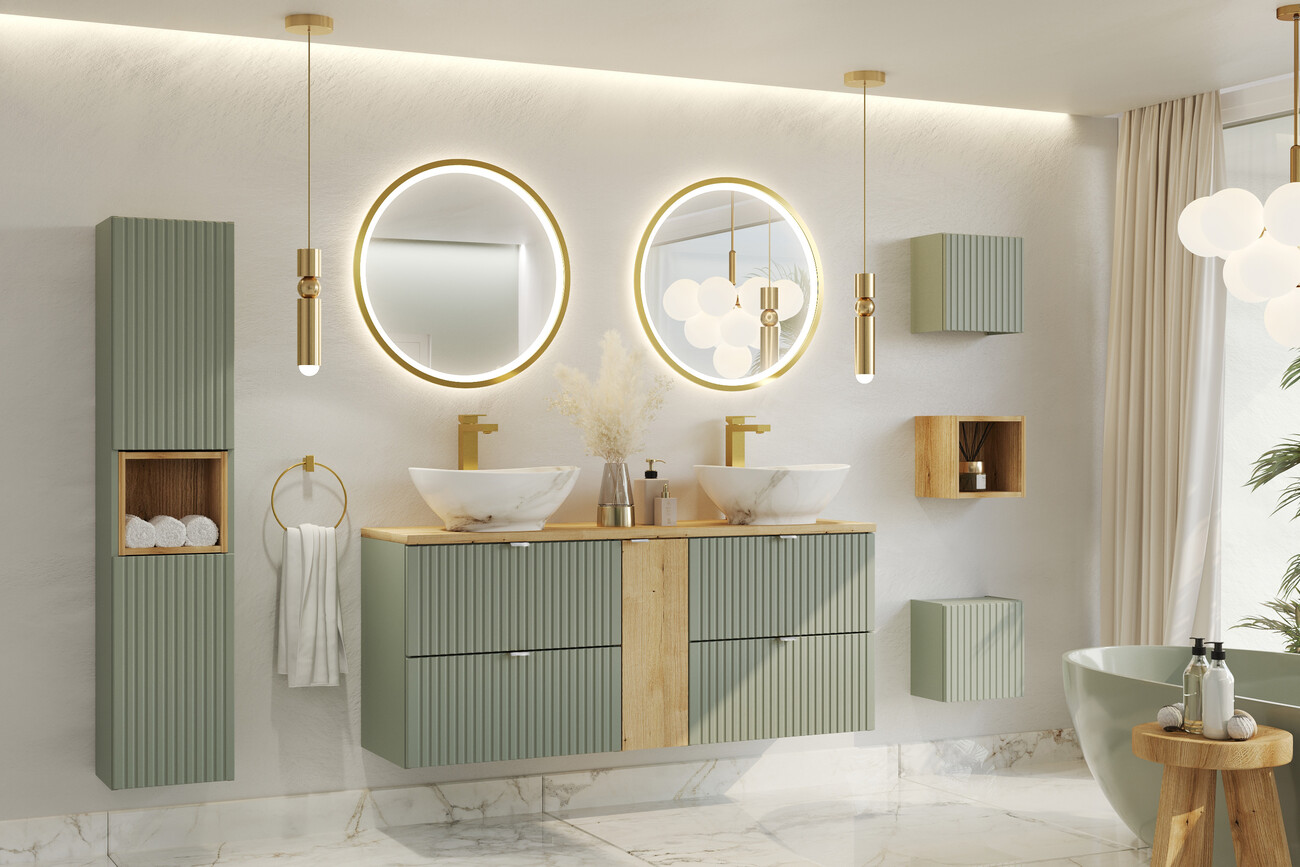 LINE REED GREEN fürdőszoba bútor dupla mosdós