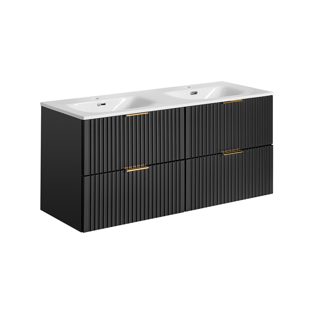 ADEL Black fekete bordázott front, dupla kerámia mosdóval