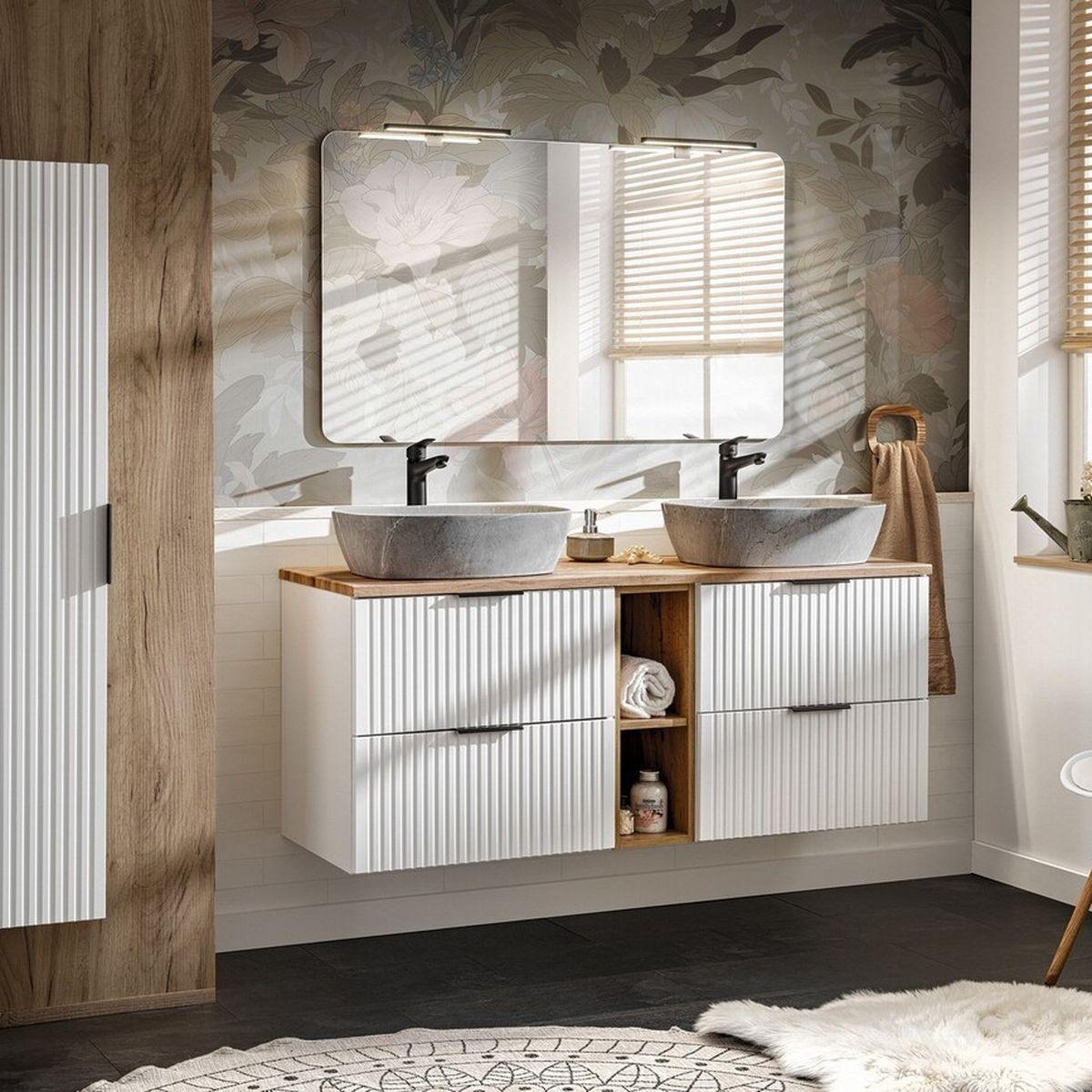 ADEL White szett tükörrel és magas szekrénnyel