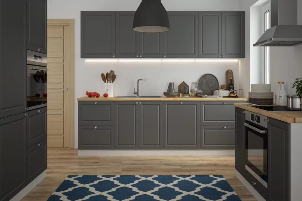 AMARO konyhabútor matt szürke fronttal – modern konyhabútor elemes rendszerrel