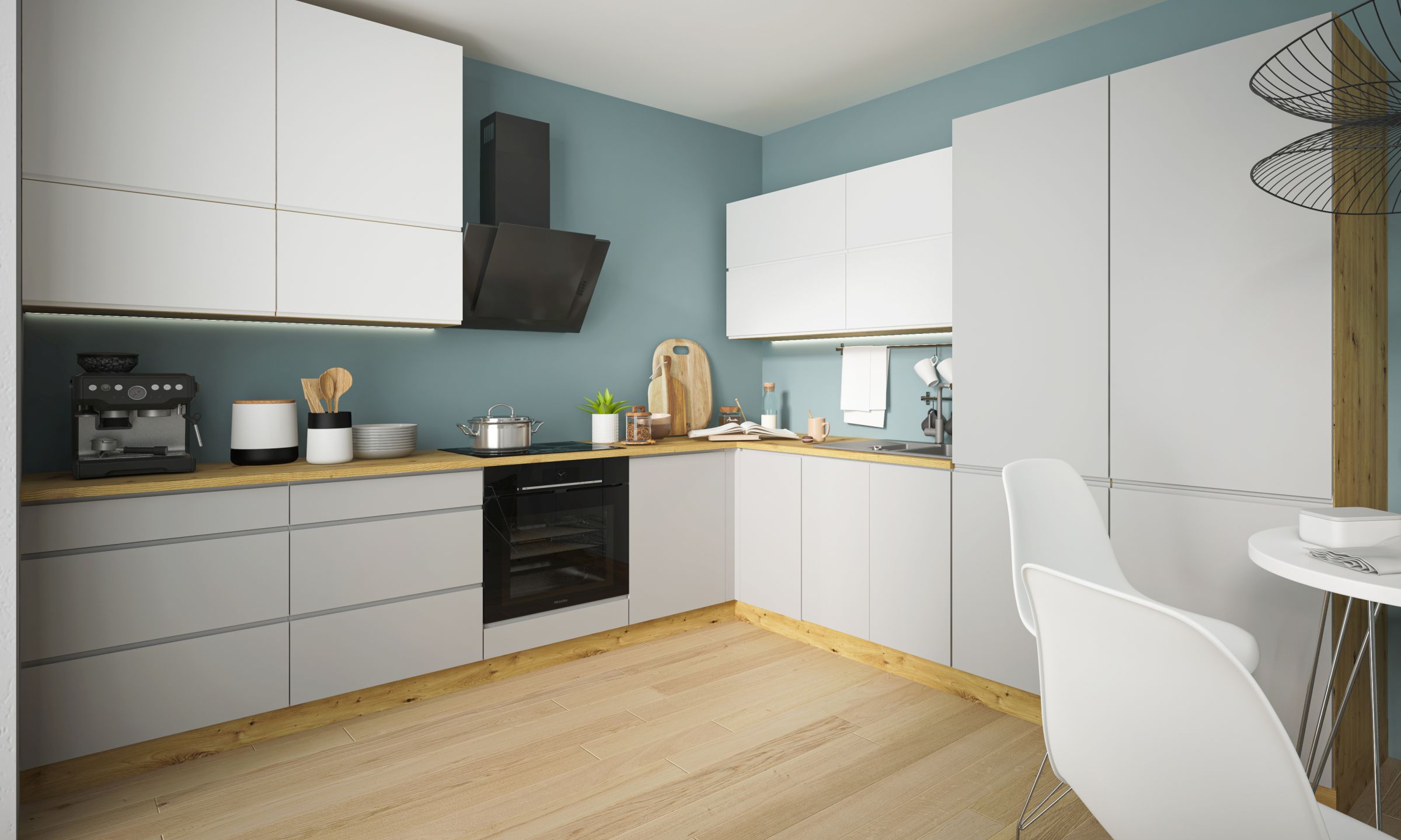 AVELLINO konyhabútor fehér akril matt frontokkal