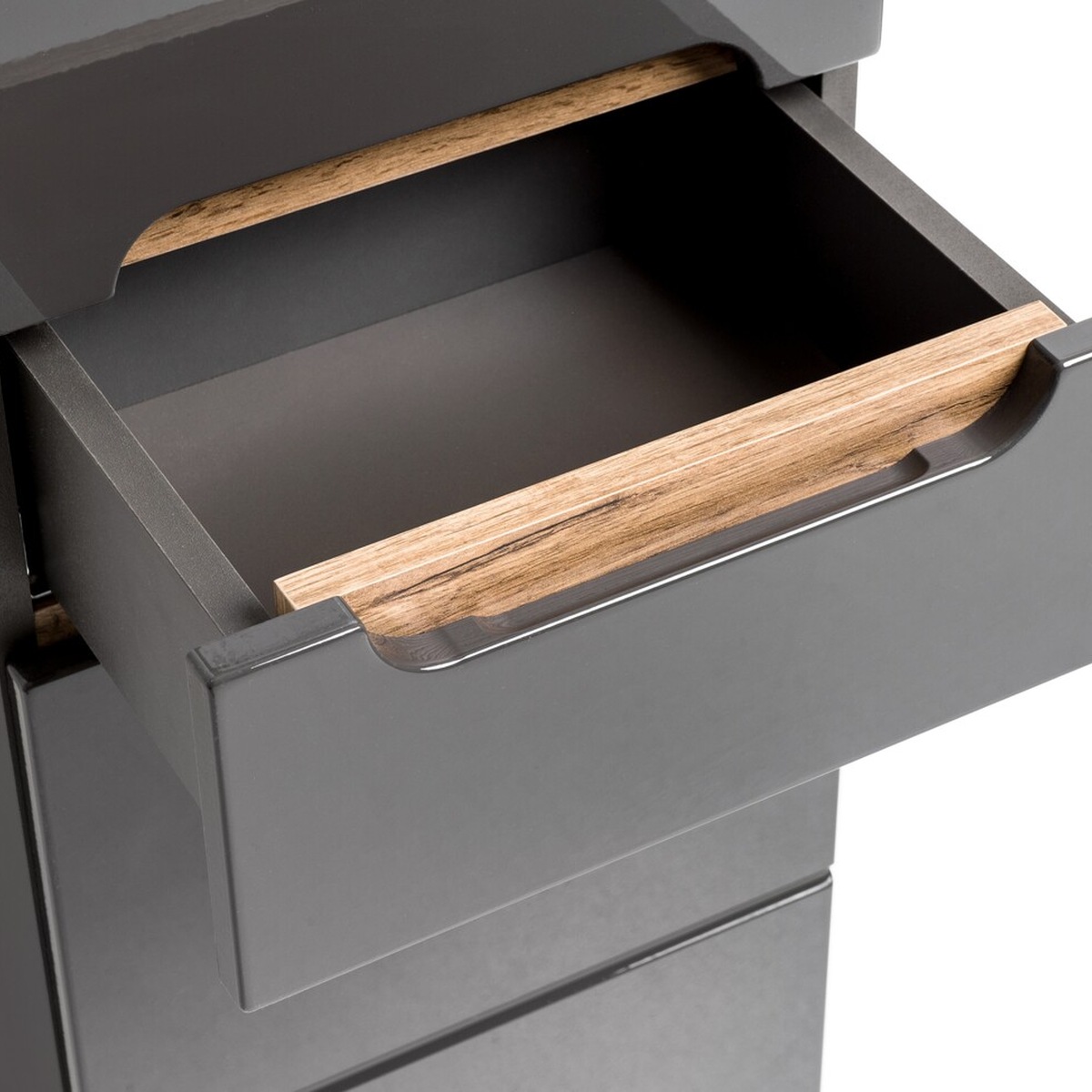 BALI Grey fióknyitás, fa betétes él