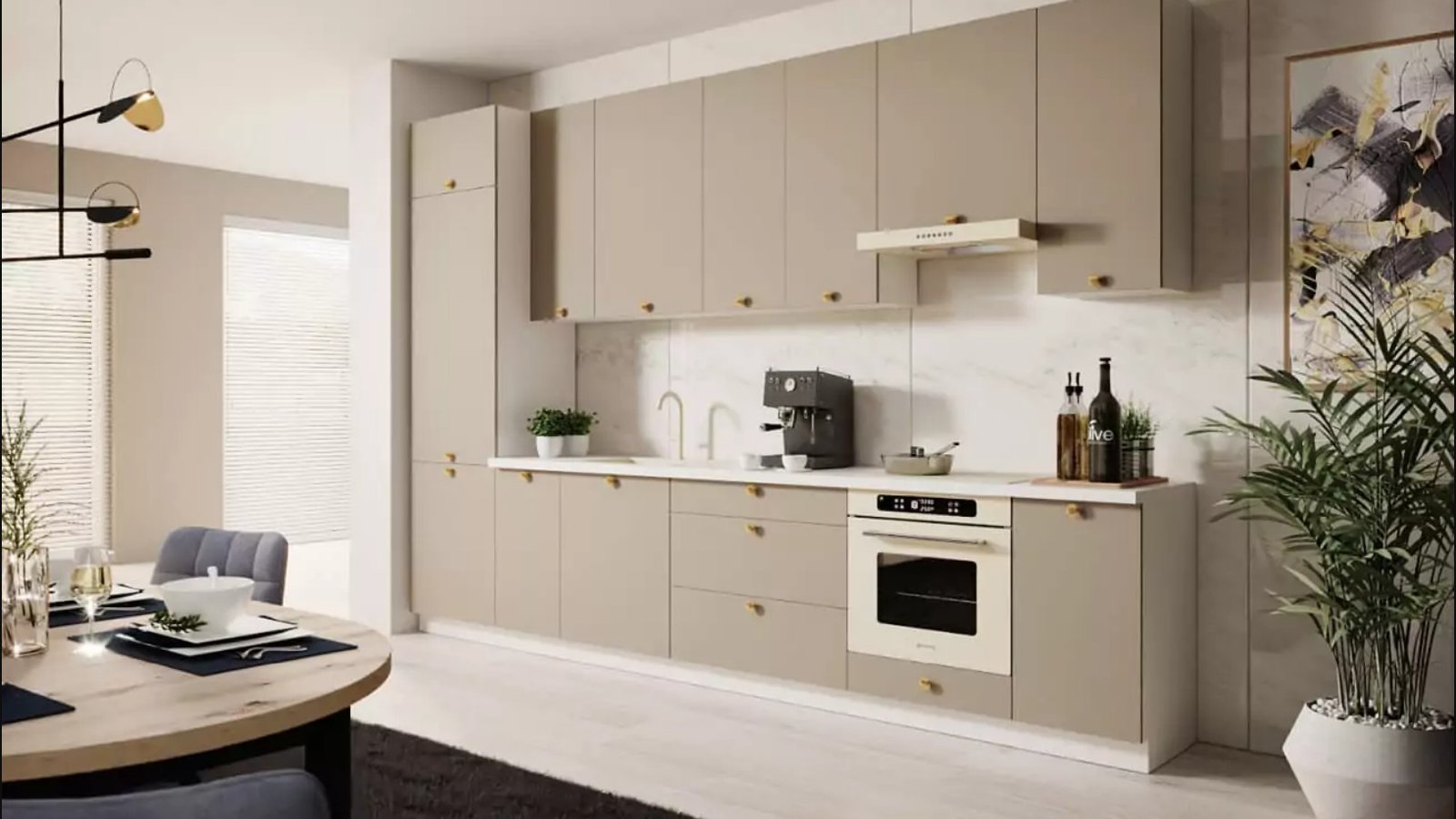 BONN konyhabútor – fehér ultramatt, L-alak, beépített sütő