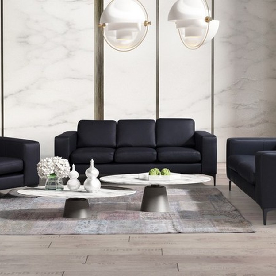 Bőr garnitúra – TOSKANIA, fekete 3-2-1 szett márvány háttérrel