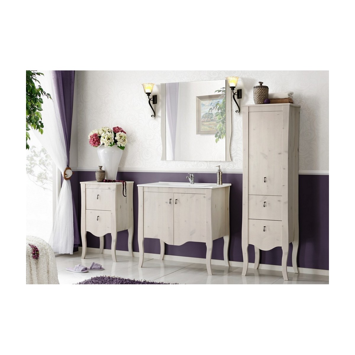 ELISABETH fürdőszoba bútor szett klasszikus lábakkal és kerámia mosdóval