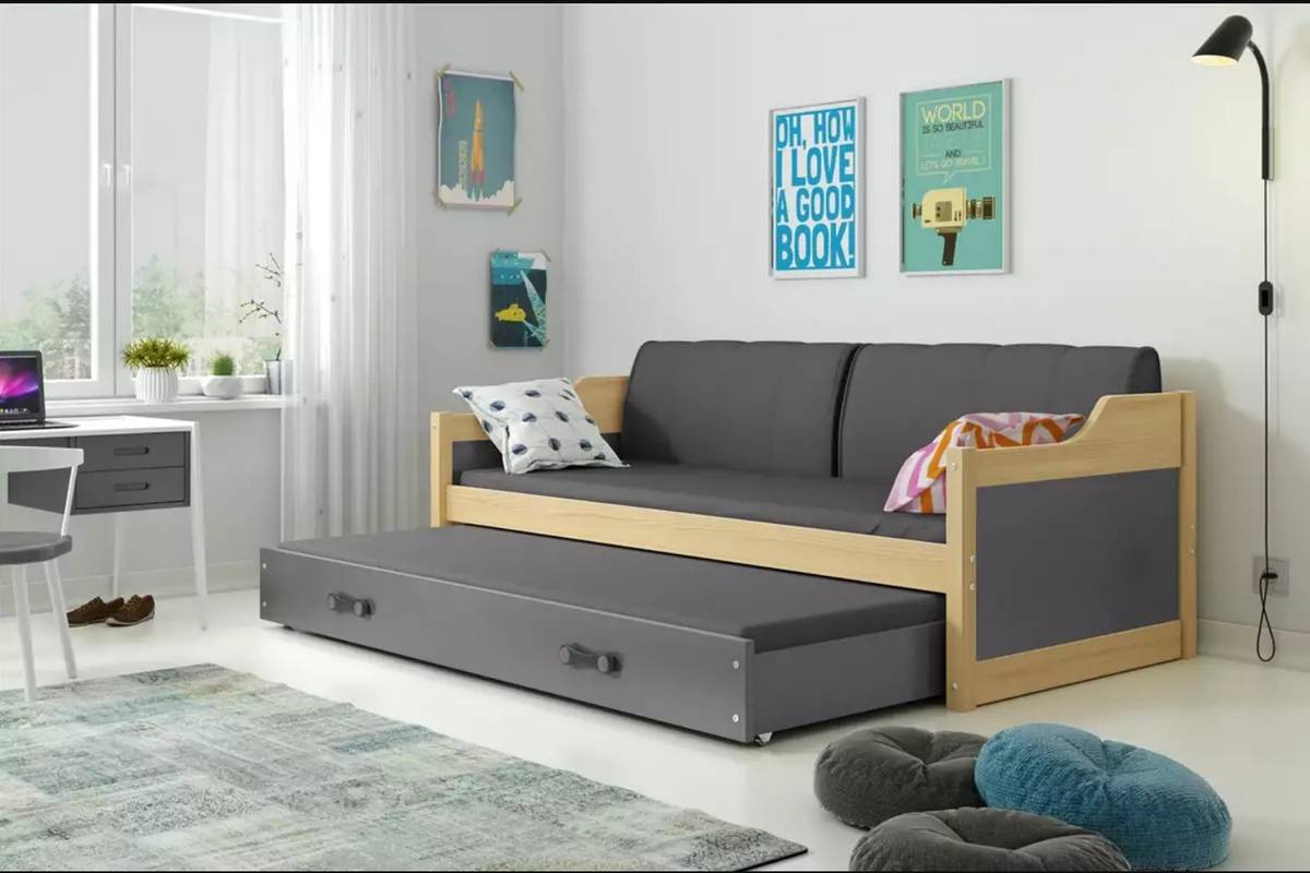 DAWID fenyő ágykanapé kihúzható vendégággyal