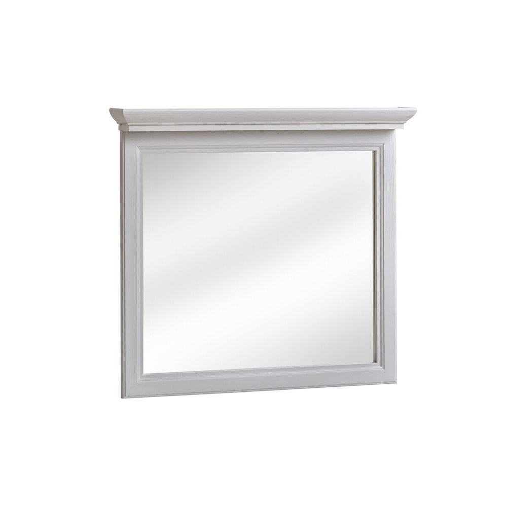 Fehér keretes, párkányos fürdőszobai tükör