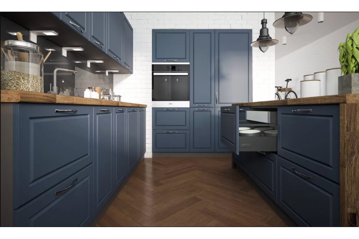 Konyhabútor modern stílusban, tölgy munkalappal