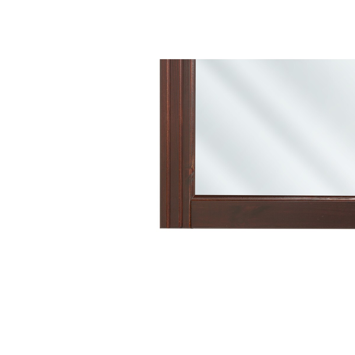 Retro fürdőszoba bútor enteriőr – mosdós szekrény, fa keretes tükör és magas szekrény sötétfa kivitelben