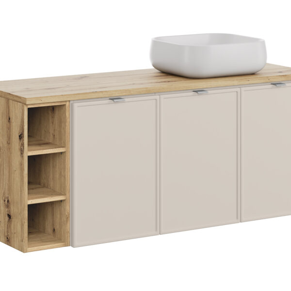 .BELLA KASMIR komplett fürdőszoba bútor szett 140 cm NIKA tálmosdóval – SET-BC B ARTISAN 140CM UN NIKA WH