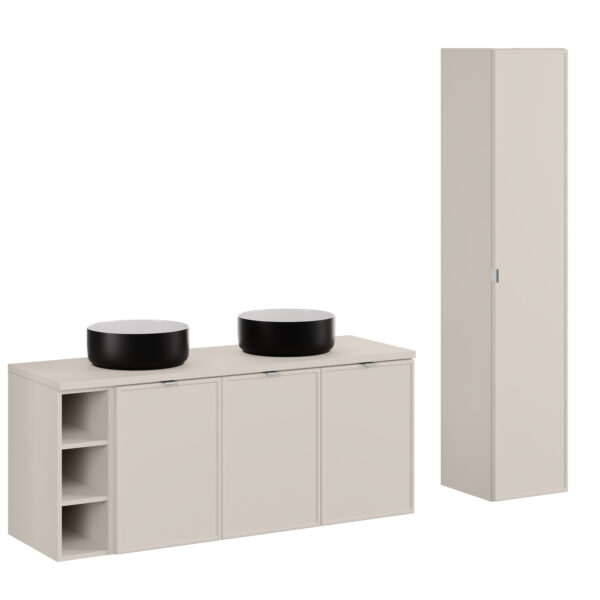 .BELLA KASMIR komplett fürdőszoba bútor szett 140 cm SIMPLE tálmosdóval – SET-BC B CASHMERE 140CM UN SIMPLE HC1D