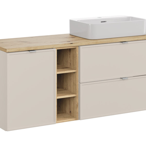 .BELLA KASMIR komplett fürdőszoba bútor szett 140 cm TRUST tálmosdóval – SET-BC B ARTISAN 140CM UN TRUST WH