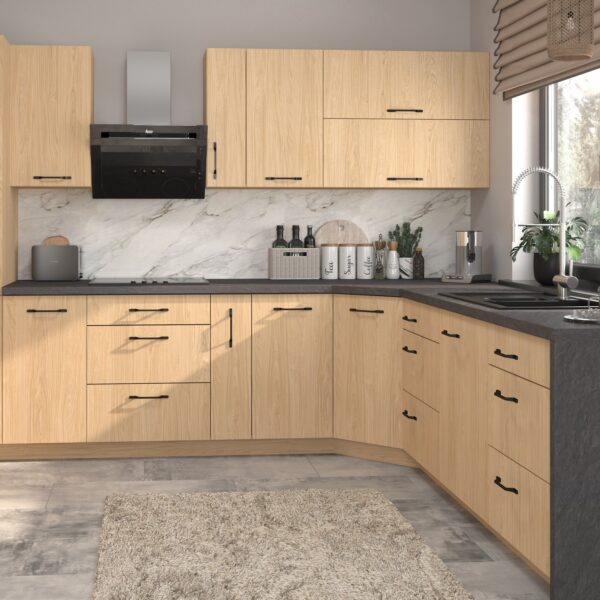 CELLE L-alakú Elemes konyhabútor dab casella naturalny jasny fronttal, világos tölgy hatással