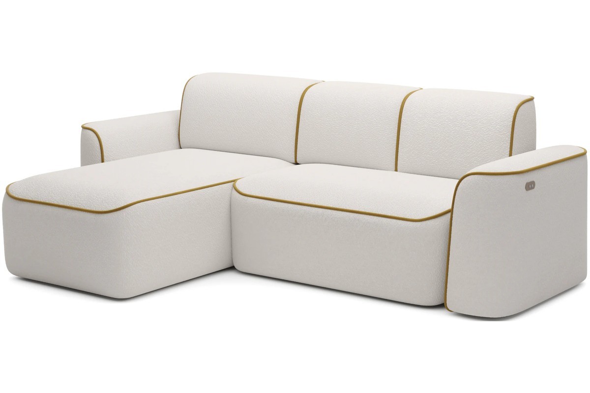 Design sarokgarnitúra fehér bouclé huzattal