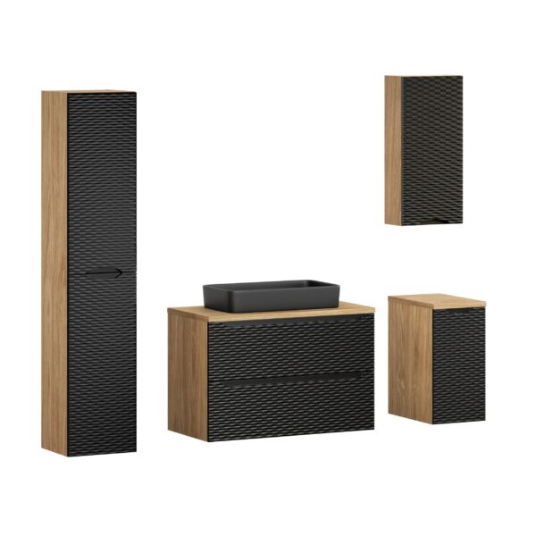 .OCEAN BLACK komplett fürdőszoba bútor szett 90 cm mosdópulttal és pultmosdóval