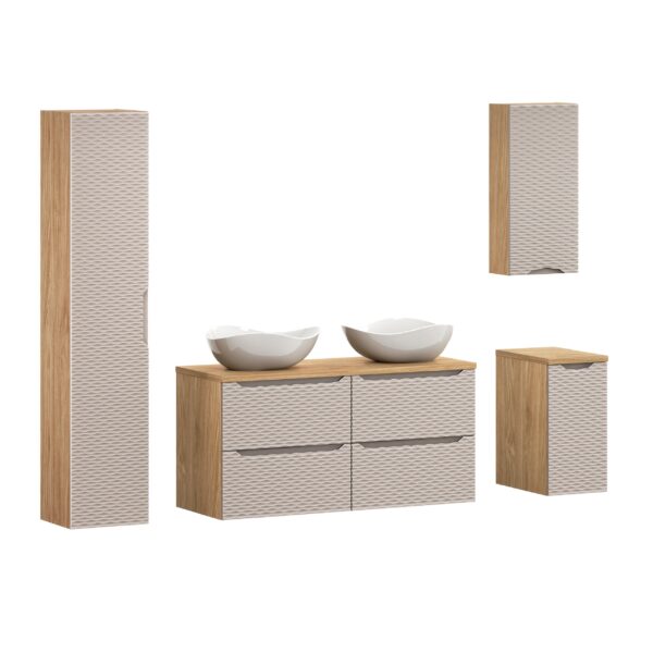 ..OCEAN BEIGE komplett fürdőszoba bútor szett 120 cm dupla pultmosdóval és mosdópulttal