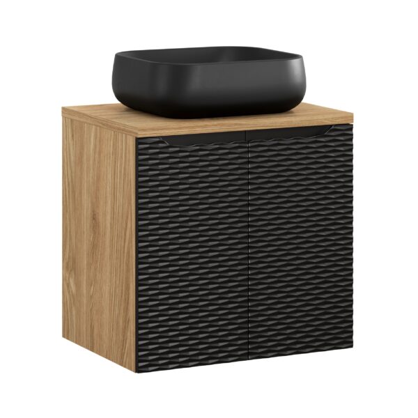 .OCEAN BLACK komplett fürdőszoba bútor szett 60 cm mosdópulttal és pultmosdóval