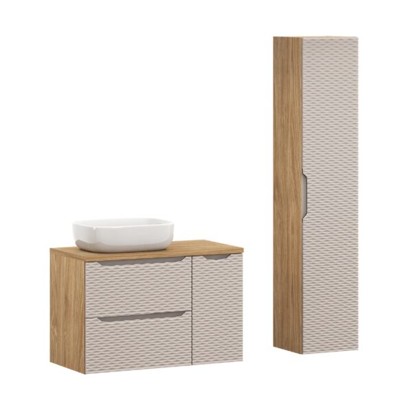 .OCEAN BEIGE komplett fürdőszoba bútor szett 90 cm mosdópulttal és pultmosdóval