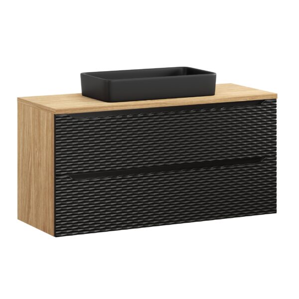 .OCEAN BLACK komplett fürdőszoba bútor szett 120 cm mosdópulttal és pultmosdóval