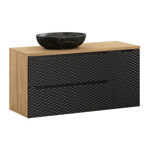 .OCEAN BLACK komplett fürdőszoba bútor szett 120 cm mosdópulttal és pultmosdóval