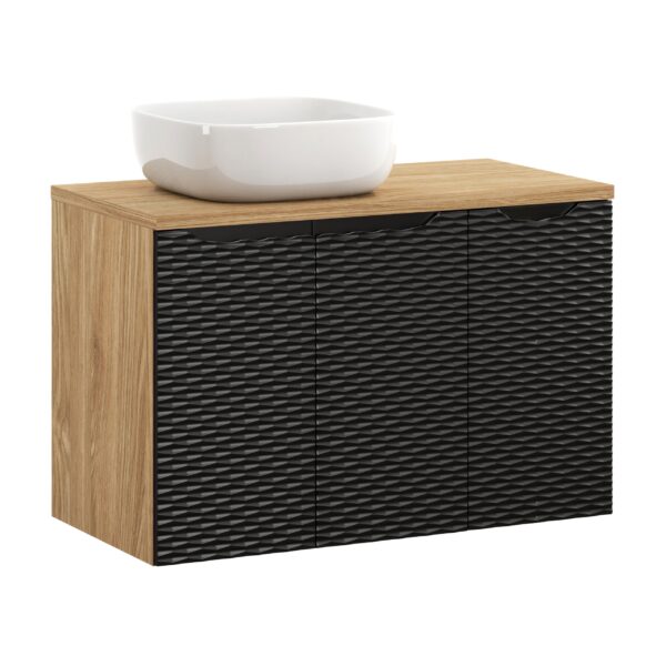 .OCEAN BLACK komplett fürdőszoba bútor szett 90 cm mosdópulttal és pultmosdóval