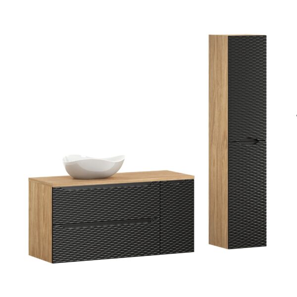 .OCEAN BLACK komplett fürdőszoba bútor szett 120 cm mosdópulttal és pultmosdóval