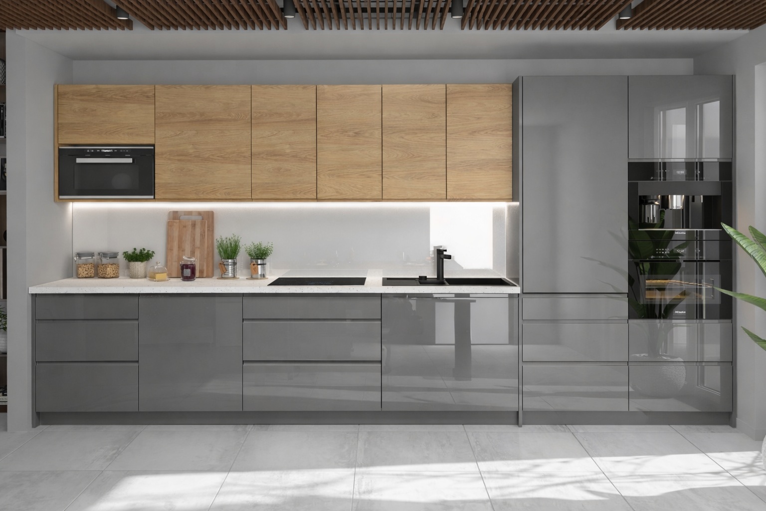 CARRINI GREY magasfényű szürke konyhabútor színminta