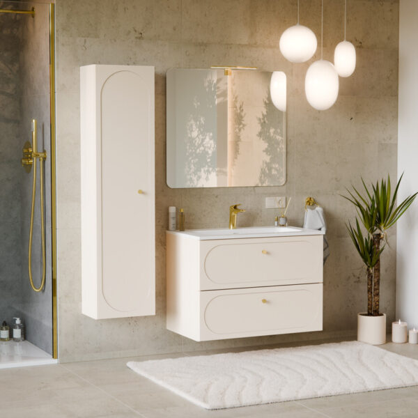 DONNA SAND fürdőszoba bútor szett zuhanyzóval és fali mosdószekrénnyel