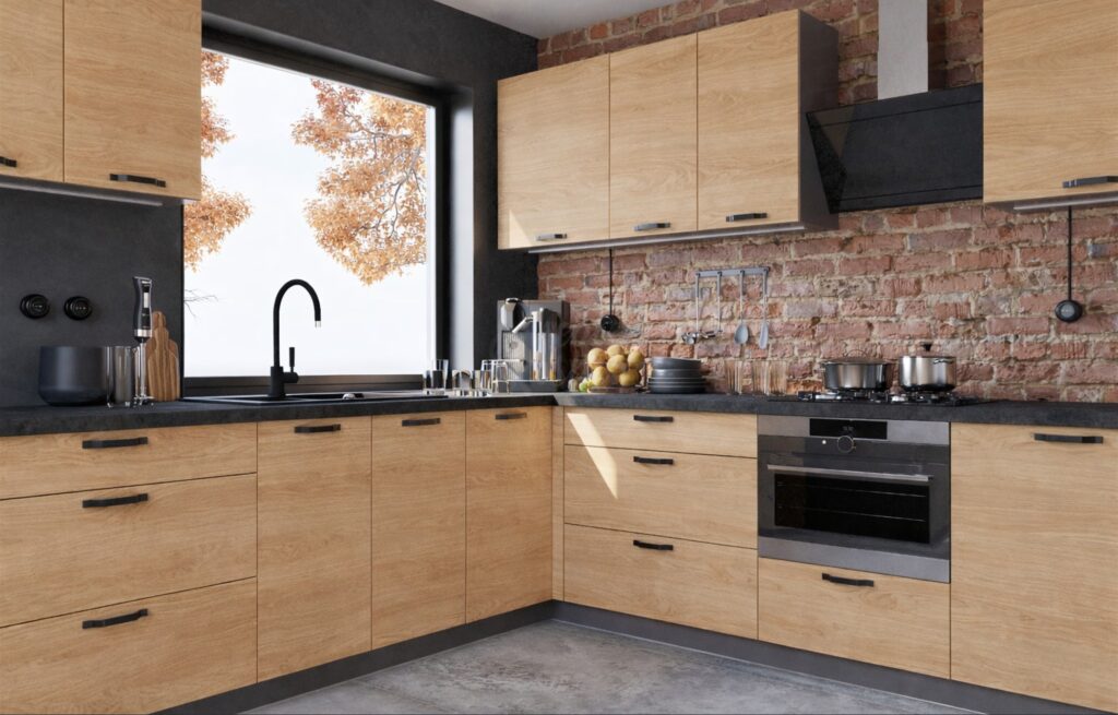 FORST elemes konyhabútor sarok HIKORA NATURALNA frontszínnel