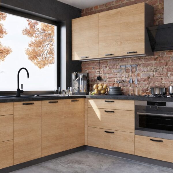 FORST elemes konyhabútor sarok HIKORA NATURALNA frontszínnel