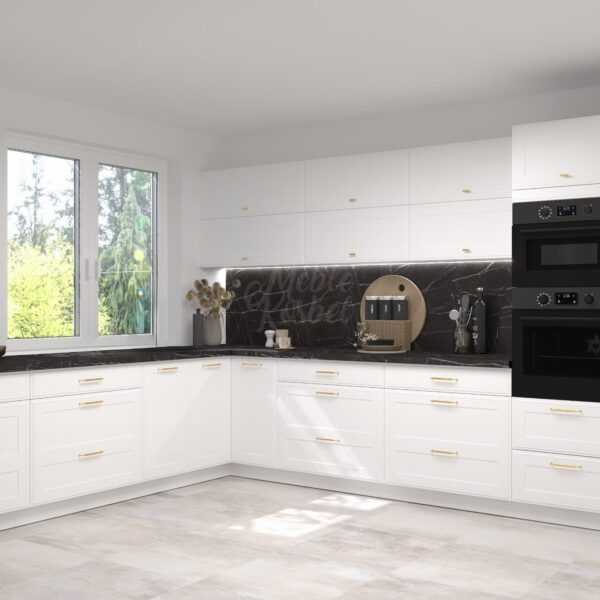 SIGNUM elemes konyhabútor BIALY fehér színű sarok konyhabútor