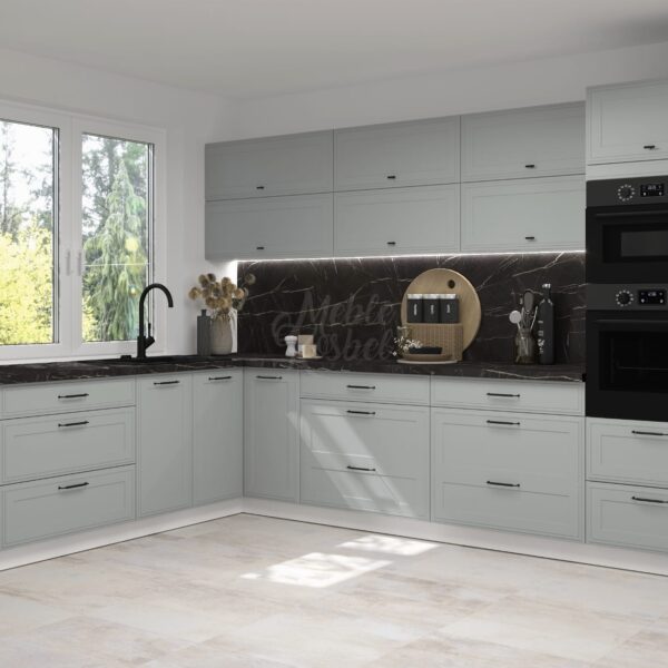 SIGNUM elemes konyhabútor DUST GREY színű sarok konyhabútor