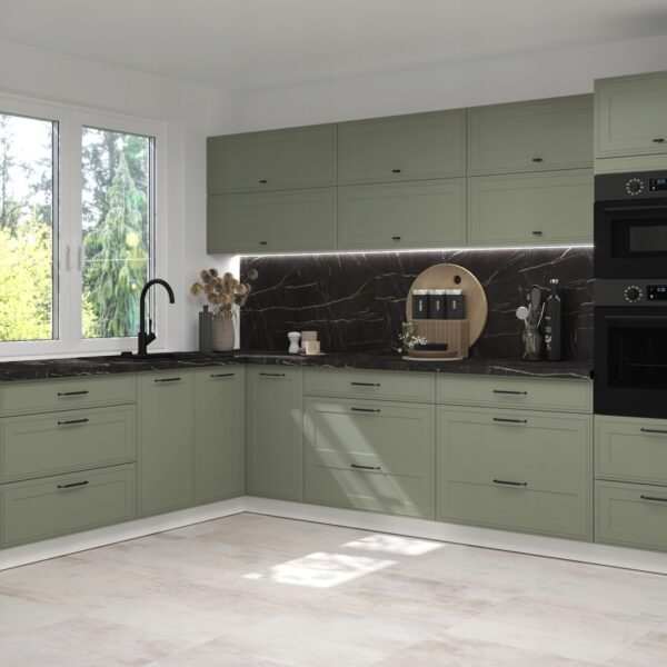 SIGNUM elemes konyhabútor GREEN színű sarok konyhabútor